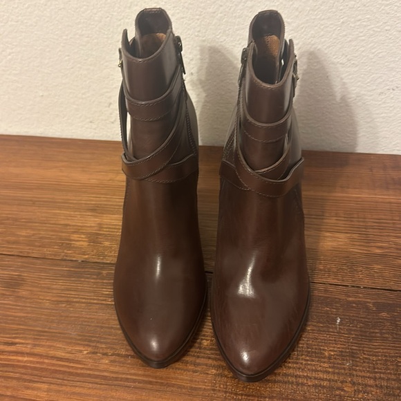 Frye Cece Jodhpur Leather Wedge Brown Bootie - Picture 2 of 14